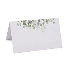 100 Pack Eucalyptus Greenery Place Cards Green Leaves Seating Name Card Wedding Table Setting Folded Tent Cards For Baby Shower Dinner Weddings Reception Tables Placement Party Decorations 2" X 3.5"