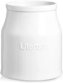 Kitchen Utensil Holder For Kitchen Counter, 7.2" White Utensil Caddy, Cooking Utensil Holder, Weighted Base & Non-Slip For Home Kitchen Décor, Housewarming Gift, Porcelain -Generic Furniture Shop 21YPDhhhFmL. AC