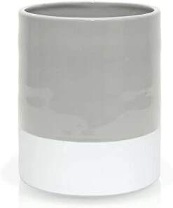 Utensil Holder – Crock - Caddy - Extra Large Ceramic Organizer For Kitchen Countertop - Modern Or Rustic Farmhouse Decor - Gray & Natural White - Jar Holds All Spatulas, Spoons & Tools -Generic Furniture Shop 21YazPXi VS. AC