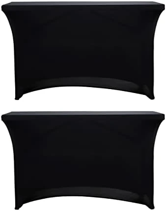 2 Pack 5ft Rectangle Black Cocktail Tablecloth With Stretch Spandex Fitted Table Cover For Bar Table Wedding Table Cocktail Table Massage Table Kitchen Table 6 2 Pack 5ft Rectangle Black Cocktail Tablecloth With Stretch Spandex Fitted Table Cover For Bar Table Wedding Table Cocktail Table Massage Table Kitchen Table - Image 6