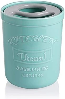 Kitchen Utensil Holder, 7.2" Ceramic Utensil Crock For Cooking Countertop, Housewarming, Wedding, Birthday Gift (Gray) -Generic Furniture Shop 3105lHU3GL. AC