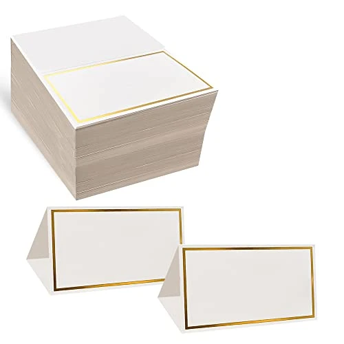 Vaster Place Cards Pack Of 100 Premium Tent Name Place Cards For Table Setting With Gold Foil Border 2x3.5 Inches - Perfect Place Cards For Weddings, Banquets Dinner Parties And Any Other Events 1 Vaster Place Cards Pack Of 100 Premium Tent Name Place Cards For Table Setting With Gold Foil Border 2x3.5 Inches - Perfect Place Cards For Weddings, Banquets Dinner Parties And Any Other Events