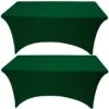 2 Pack 6FT Hunter Green Spandex Tablecloth Stretch Fitted Table Cover For Rectangular Table Event, Wedding, Banquet And Parties