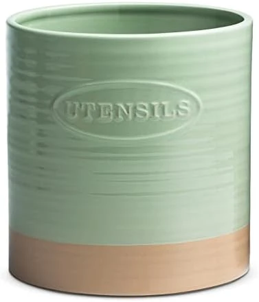 YHOSSEUN Kitchen Utensil Crock For Farmhouse Decor Utensil Holder For Countertop Organizer Extra-Large Utensil Caddy Porcelain, Oval, Green 10 YHOSSEUN Kitchen Utensil Crock For Farmhouse Decor Utensil Holder For Countertop Organizer Extra-Large Utensil Caddy Porcelain, Oval, Green - Image 10