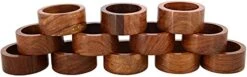 Set Of 12 Wooden Handmade Decorative Napkin Rings For Dinner Party Table Decor 1.5 Inch