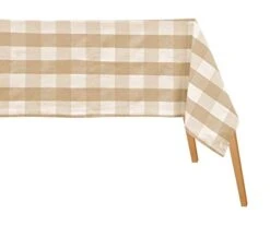 Rectangle Table Cloth, Cotton Tablecloth - Beige Tablecloth Rectangle, Buffalo Plaid Tablecloth, Farmhouse Tablecloth - Linen Tablecloth, Cotton Tablecloth For Rectangle Table - 63x109 Beige & Cream