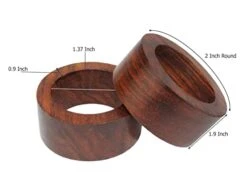 Wood Napkin Rings - Set Of 12 - Handmade Dining Table Napkin Holder - Classic Everyday Harvest Autumn Fall Thanksgiving Holiday Christmas Festive Party Gift Farmhouse Décor -Dark Natural