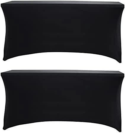2 Pack 5ft Rectangle Black Cocktail Tablecloth With Stretch Spandex Fitted Table Cover For Bar Table Wedding Table Cocktail Table Massage Table Kitchen Table 7 2 Pack 5ft Rectangle Black Cocktail Tablecloth With Stretch Spandex Fitted Table Cover For Bar Table Wedding Table Cocktail Table Massage Table Kitchen Table - Image 7