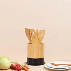 Kitchen Utensil Holder,Large Cooking Utensil Caddy Crock For Counter,Weighted Base For Stability,6.2 X 6.2 Inches,Black -Generic Furniture Shop 3189hCgAs7L