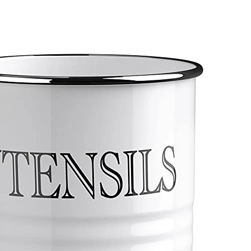 KARRYOUNG Farmhouse Kitchen Utensil Holder – 6.6”Metal Utensils Caddy Organizer For Countertops, Spoons, Spatula, FlatwareStorage- Rustic Vintage Style Large Kitchen Tool Crock - White 3 KARRYOUNG Farmhouse Kitchen Utensil Holder – 6.6”Metal Utensils Caddy Organizer For Countertops, Spoons, Spatula, FlatwareStorage- Rustic Vintage Style Large Kitchen Tool Crock - White - Image 3