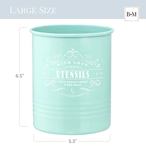 Large Farmhouse Kitchen Utensil Holder For Countertop - Kitchen Utensil Caddy - Teal Cooking Utensils Holder For Kitchen Counter - Utensil Organizer Jar For Wooden Spoon And Spatulas 3 Large Farmhouse Kitchen Utensil Holder For Countertop - Kitchen Utensil Caddy - Teal Cooking Utensils Holder For Kitchen Counter - Utensil Organizer Jar For Wooden Spoon And Spatulas - Image 3