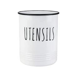 Kitchen Utensil Holder For Countertop, Vintage Farmhouse Metal Utensil Crock, Large Cooking Utensil Storage Caddy Organizer For Kitchen Decor