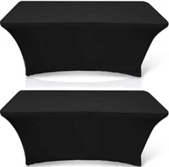 Uxe 8-feet Rectangle Tablecloth - Spandex Stretchable Table Cloth Cover, Black, 2 Pack -Generic Furniture Shop 31ID4t1NACS. AC 1