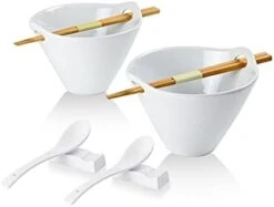 Ramen Bowls With Chopsticks And Spoons Set, 26 OZ Ceramic Japanese Noodle Bowls Set Of 2, Porcelain Deep Udon Bowl For Salad, Pasta, Reactive Glaze, Microwave & Dishwasher Safe (Green) -Generic Furniture Shop 31IwGar2VUS. AC