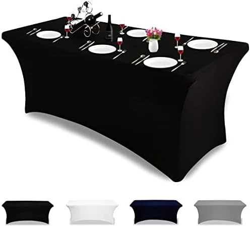 Stretch Spandex Tablecloth 2 Pack 6FT Black Fitted Tight Washable And Wrinkle Resistant Rectangular Patio Table Cover For Event, Wedding, Banquet & Parties(Black,72 L X 30 W X 30 H Inches) 10 Stretch Spandex Tablecloth 2 Pack 6FT Black Fitted Tight Washable And Wrinkle Resistant Rectangular Patio Table Cover For Event, Wedding, Banquet & Parties(Black,72 L X 30 W X 30 H Inches) - Image 10