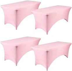 6FT Spandex Table Cover Table Cloth For Folding Tables Fitted Rectangular Tablecover Washable Wrinkle Resistant Polyester Stretch Tablecloth Protector For Wedding Banquet Party (4 Pack, Royal Blue) -Generic Furniture Shop 31L90DaZDL. AC 1