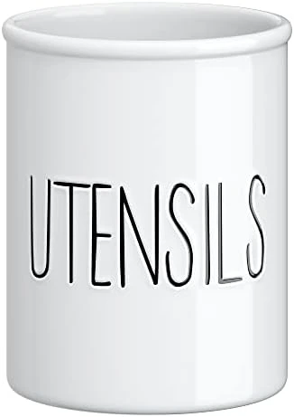 Ceramic Farmhouse Kitchen Utensil Holder For Countertop, Decorative Kitchen Utensil Holder, Large Kitchen Utensil Holder For Kitchen Counter, Utensil Crock Spatula Holder, 7" White 8 Ceramic Farmhouse Kitchen Utensil Holder For Countertop, Decorative Kitchen Utensil Holder, Large Kitchen Utensil Holder For Kitchen Counter, Utensil Crock Spatula Holder, 7" White - Image 8