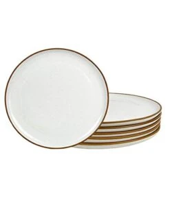 Ora Ceramic Dinner Plates Set Of 6, 10 Inch Dish Set - Microwave, Oven, And Dishwasher Safe, Scratch Resistant, Modern Rustic Dinnerware- Kitchen Porcelain Serving Dishes - Vanilla White