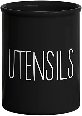 Ceramic Farmhouse Kitchen Utensil Holder For Countertop, Decorative Kitchen Utensil Holder, Large Kitchen Utensil Holder For Kitchen Counter, Utensil Crock Spatula Holder, 7" White 5 Ceramic Farmhouse Kitchen Utensil Holder For Countertop, Decorative Kitchen Utensil Holder, Large Kitchen Utensil Holder For Kitchen Counter, Utensil Crock Spatula Holder, 7" White - Image 5