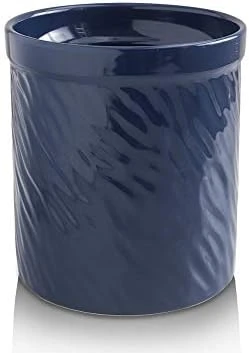 Kitchen Utensil Holder, Large Ceramic Utensil Crock, Deep And Stable, Utensils Caddy Texture Series (Dark Blue) 6 Kitchen Utensil Holder, Large Ceramic Utensil Crock, Deep And Stable, Utensils Caddy Texture Series (Dark Blue) - Image 6