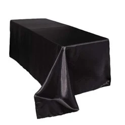 - 90 X 132 Inch Rectangular Satin Tablecloth - Black, Rectangle Shiny Satin Table Linens For 6 Ft Rectangular Tables
