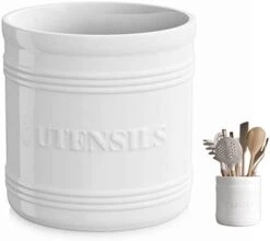 Utensil Holder For Countertop Porcelain Utensil Caddy Farmhouse Decor Kitchen Utensil Crock Large Size For Kitchen Storage, White -Generic Furniture Shop 31RxFLt8TCL. AC