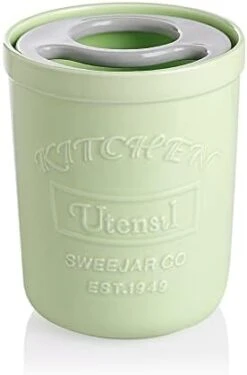 Kitchen Utensil Holder, 7.2" Ceramic Utensil Crock For Cooking Countertop, Housewarming, Wedding, Birthday Gift (Gray) -Generic Furniture Shop 31SGzVeWd L. AC