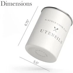 White Utensil Holder For Kitchen Countertop, Farmhouse Metal Utensil Crock, Rustic Country Decorative Kitchen Utensil Caddy Large, 5.5x6.75 15 White Utensil Holder For Kitchen Countertop, Farmhouse Metal Utensil Crock, Rustic Country Decorative Kitchen Utensil Caddy Large, 5.5x6.75 -Generic Furniture Shop 31U0DkGv1nL