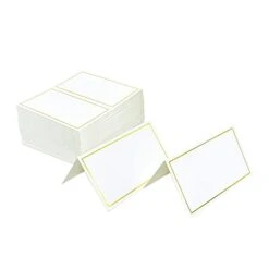 Place Cards Pack Of 100 - Small Tent Cards With Gold Foil Border - Perfect For Weddings, Banquets, Events,Table Cards,Name Cards