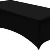 Spandex Tablecloth 1 Pack [6FT, Black] Tight, Fitted, Washable And Wrinkle Resistant Stretch Rectangular Patio Table Cover For Event, Wedding & Parties [72Lx30Wx30H Inch]
