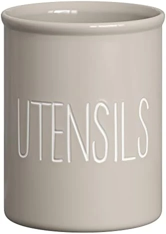 Ceramic Farmhouse Kitchen Utensil Holder For Countertop, Decorative Kitchen Utensil Holder, Large Kitchen Utensil Holder For Kitchen Counter, Utensil Crock Spatula Holder, 7" White 7 Ceramic Farmhouse Kitchen Utensil Holder For Countertop, Decorative Kitchen Utensil Holder, Large Kitchen Utensil Holder For Kitchen Counter, Utensil Crock Spatula Holder, 7" White - Image 7