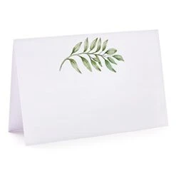 50 Pack Place Cards, Wedding Name Place Cards, Greenery Table Place Cards For Wedding Or Party, Seating Place Cards For Tables, 2 X 3.5 Inches