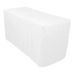And Party 6 Ft Fitted Rectangular Polyester Tablecloth, Fitted 30" By 72". (White)