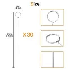 30 Pcs Floral Place Card Holder 13 Inch Floral Card Holder Picks , Metal Wire Photo Memo Holder , Round Flower Favor Card Holder For Wedding Party Birthday Office ​Cake (Silver, ​Give 30 Cards)