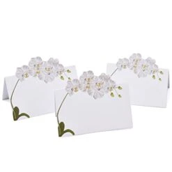100 Pack White Orchid Floral Place Cards Flower Wedding Seating Name Card Table Setting Folded Tent Cards For Baby Shower Dinner Weddings Reception Tables Placement Party Decorations 2 X 3.5 Inches -Generic Furniture Shop 31Yf2Db5l7L
