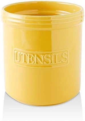KOOV Cooking Utensil Holder, Large Ceramic Utensil Crock, Deep And Stable, Utensil Caddy For Countertop Letter Series (Yellow) 7 KOOV Cooking Utensil Holder, Large Ceramic Utensil Crock, Deep And Stable, Utensil Caddy For Countertop Letter Series (Yellow) - Image 7