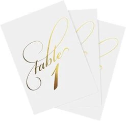 Bliss Collections Table Numbers, Gold Foil, Double-Sided Cards Plus Head Table Card For Your Wedding, Reception, Anniversary, Birthday Party Or Celebration, 4"x6" (1-25 Plus Head Table Card)