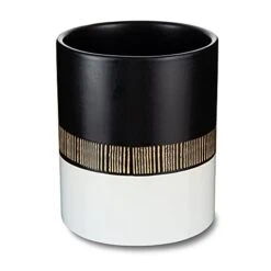 Kitchen Utensil Holder For Countertop,5" Ceramic Utensils Crock,Large Vintage Organizer For Storing Cooking,Heavy Spatula Holders,Farmhouse Tool Caddy, Home Counter Organizing Decor (Black)