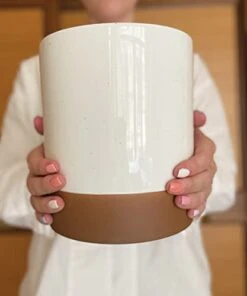 Ora Ceramic Kitchen Utensil Holder - Wooden Spoon & Spatula Crock For Countertop, Modern Farmhouse Home Decor, Extra Large 7.3" Cooking Organizer For Stove Top And Counter - Heavy & Sturdy - Vanilla -Generic Furniture Shop 31e9Q6KldaS