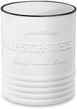 Laveduso Utensil Holder, 7.2" Large Utensil Crock, Ceramic Utensil Holder For Countertop, With Cork Mat, Stable And Easy To Clean, Vintage Cooking Utensil Holder For Farmhouse Kitchen Decor, White -Generic Furniture Shop 31etkrK13L. AC