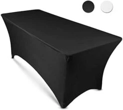 8ft Tablecloth Rectangular Spandex Linen - Black Table Cloth Fitted Cover For 8 Foot Folding Table, Wedding Linens Banquet Cloths Rectangle Covers -Generic Furniture Shop 31guKK9 rzL. AC