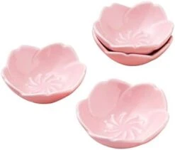 Pink Cherry Blossom Porcelain Sauce Dish, Seasoning Dish, Sushi Soy Dipping Bowl, Dessert Bowl, Appetizer Plates, Serving Dish For Kitchen Home (Set Of 4, Pink) -Generic Furniture Shop 31h2XAfj3EL. AC