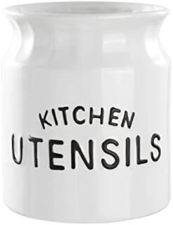 Karisky Utensil Holder, 6.5" Large Kitchen Utensil Holder For Kitchen Counter, Ceramic Cooking Utensil Crock, Decorative Utensil Caddy Organizer For Modern Farmhouse Kitchen Decor, Black -Generic Furniture Shop 31k3GO93sYL. AC