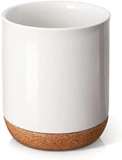 DOWAN Utensil Holder For Kitchen Counter, 7.5 Inches White Cooking Utensil Holder With Thicken Recycled Wooden Cork Mat, DIY Gifts For Moms And Grandma, Kitchen Decor, -Generic Furniture Shop 31k65DcP3rL. AC