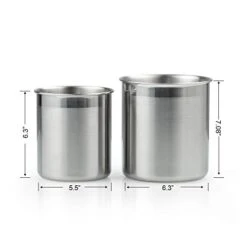 Cook N Home Stainless Steel Utensil Holder Jumbo 2PC Set, 5.5-inch X 6.3-inch And 6.3-inch X 7.08-inch, Silver -Generic Furniture Shop 31mLBxpSKcL