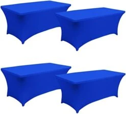 6FT Spandex Table Cover Table Cloth For Folding Tables Fitted Rectangular Tablecover Washable Wrinkle Resistant Polyester Stretch Tablecloth Protector For Wedding Banquet Party (4 Pack, Royal Blue) -Generic Furniture Shop 31mxkDwnshL. AC 1