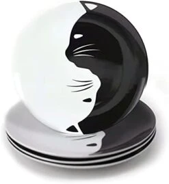 Black And White Cat Porcelain Plate Set, Best Gift For Cat Lover (8-inch Salad Plate Set) -Generic Furniture Shop 31qDviB6M4S. AC