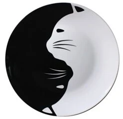 Black And White Cat Porcelain Plate Set, Best Gift For Cat Lover (8-inch Salad Plate Set) -Generic Furniture Shop 31sLDClLRxS