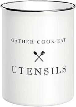 White Utensil Holder For Kitchen Countertop, Farmhouse Metal Utensil Crock, Rustic Country Decorative Kitchen Utensil Caddy Large, 5.5x6.75 25 White Utensil Holder For Kitchen Countertop, Farmhouse Metal Utensil Crock, Rustic Country Decorative Kitchen Utensil Caddy Large, 5.5x6.75 -Generic Furniture Shop 31sXsbqOL. AC