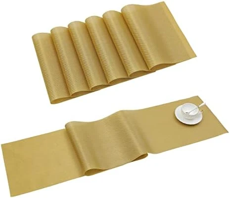 Placemats Set Of 6 Woven Vinyl Place Mats For Dining Table Wipe Clean Stain Resistant Table Mats (6, Teal Blue) 4 Placemats Set Of 6 Woven Vinyl Place Mats For Dining Table Wipe Clean Stain Resistant Table Mats (6, Teal Blue) - Image 4